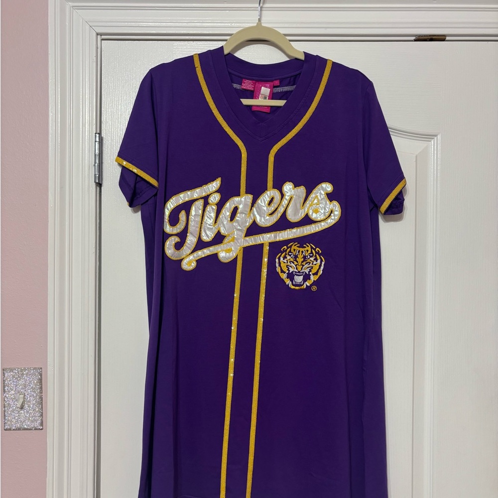 QUEEN OF SPARKLES LSU Baseball Jersey Dress